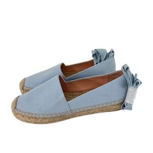 J Crew Shoes Womens 9 Casual Ankle Strap Espadrille Loafer AX894 Blue Canvas